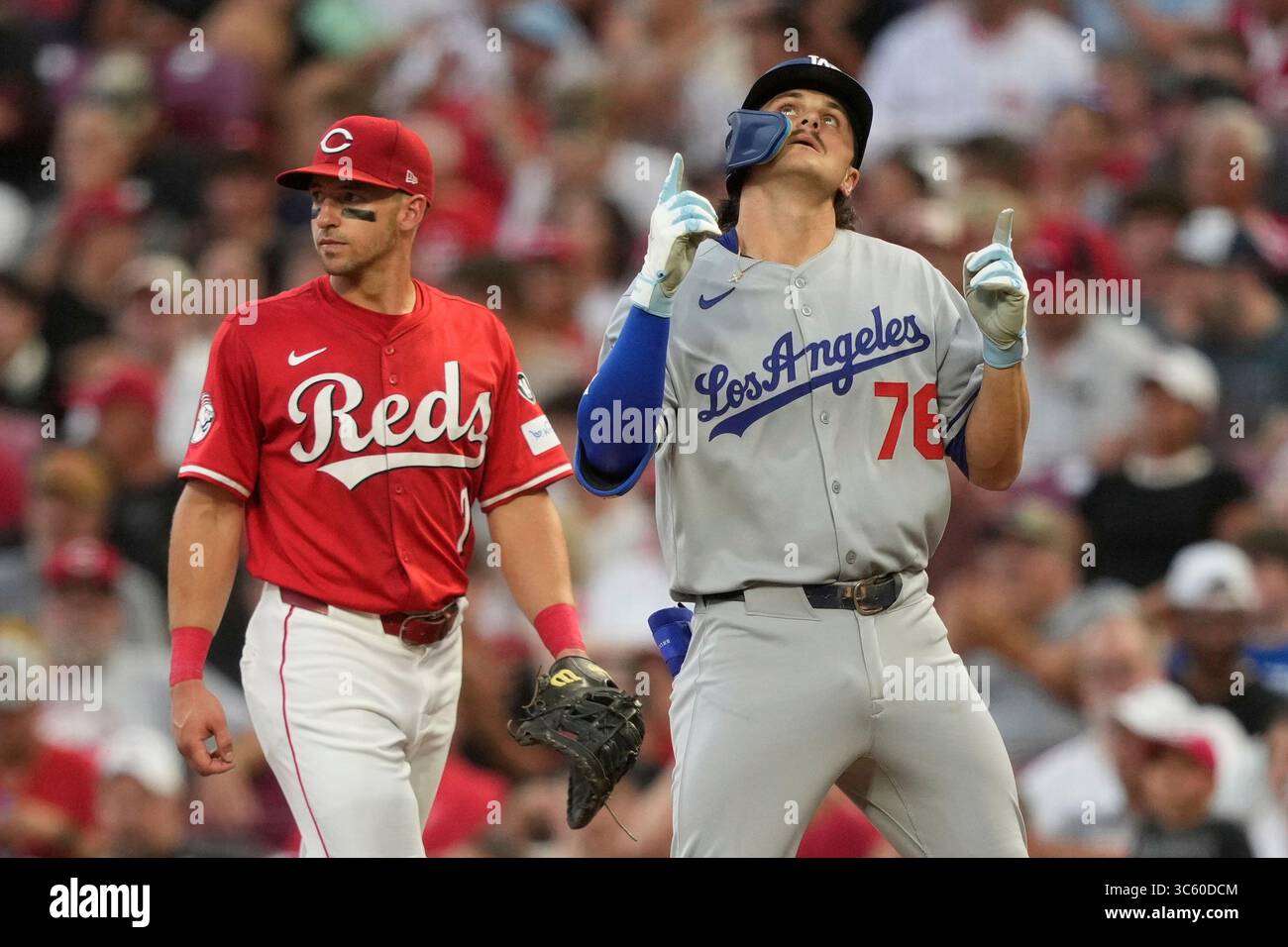 Los Angeles Dodgers Alex Freeland Reacts After Hittting His First Los Angeles Dodgers Alex Freeland Reacts After Hittting His First Major League Hit During The Fifth Inning Of A Baseball Game Against The Cincinnati Reds Wednesday July 30 2025 In Cincinnati Ap Kaster 3C60DCM 
