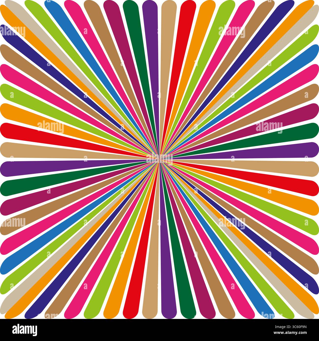 Rainbow radial burst. Vibrant sunburst rays. Color star Vector. Dynamic ...