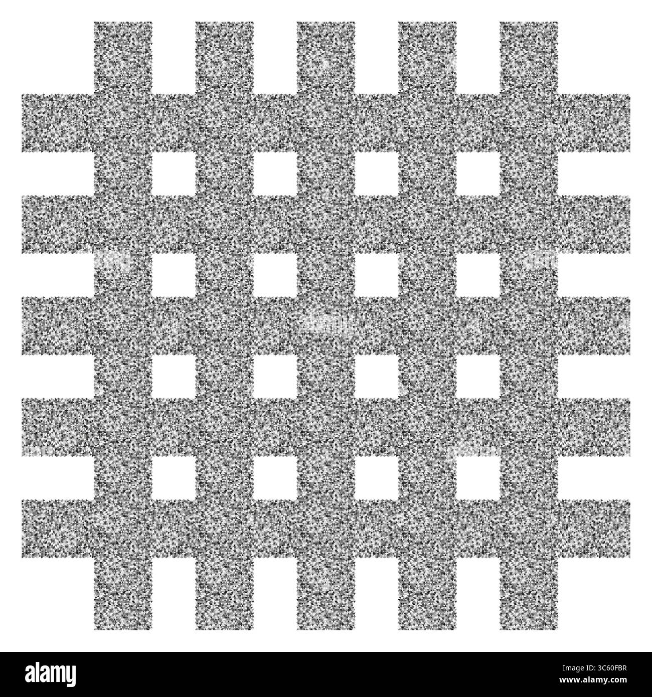 Grainy grid pattern. Abstract square background. Grayscale noise illustration. Vector textured surface. Stock Vector