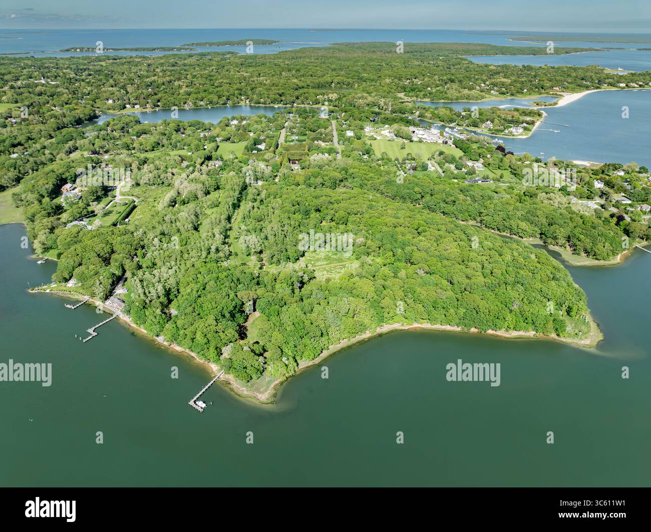 aerial view of shelter island on a summer day Stock Photo - Alamy