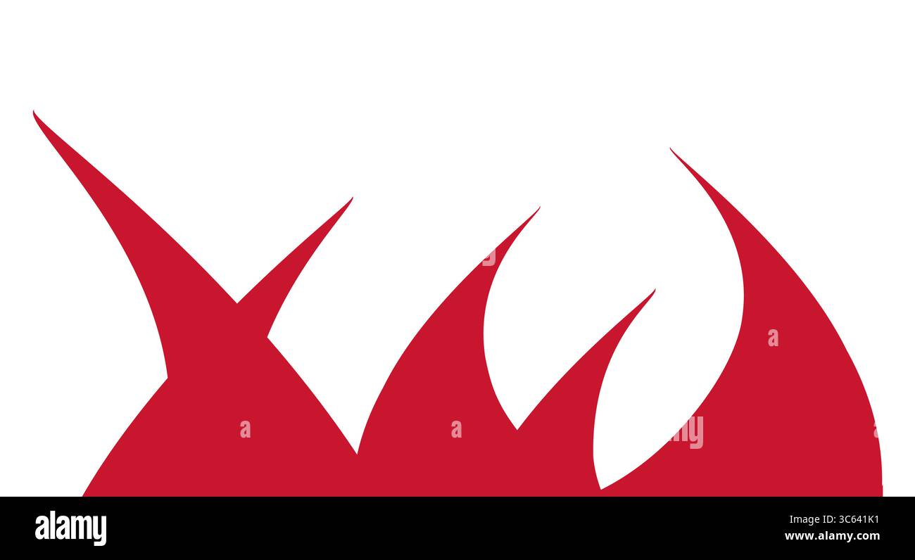 Large red fire flame icon. Flat vector illustration isolated on white ...