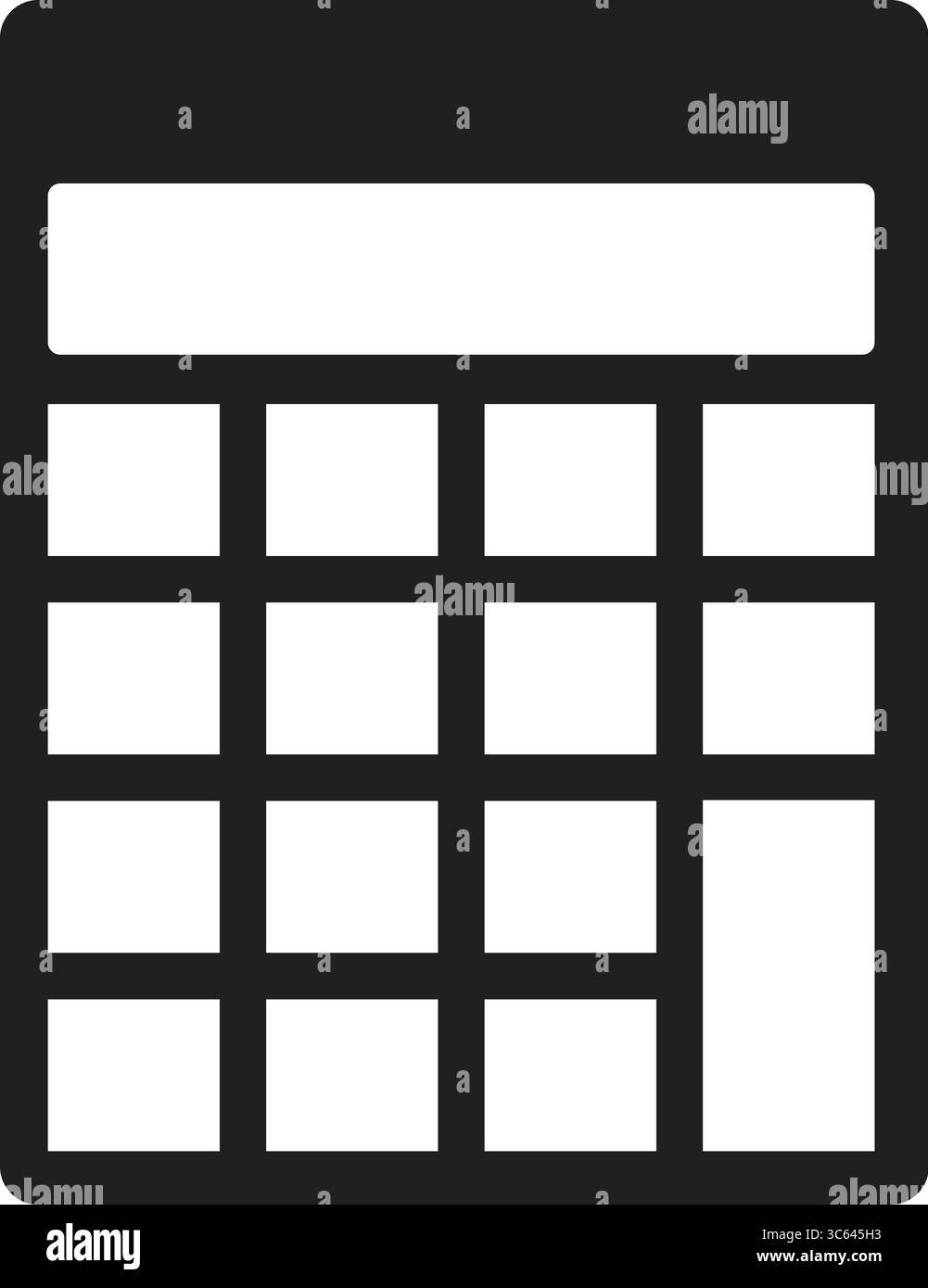 Calculator math device silhouette style icon, Simple black and white ...