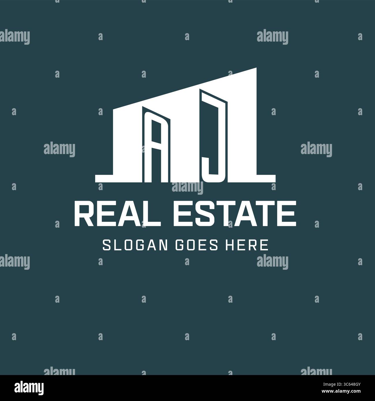 Initial AJ logo for real estate with simple building icon design ideas ...