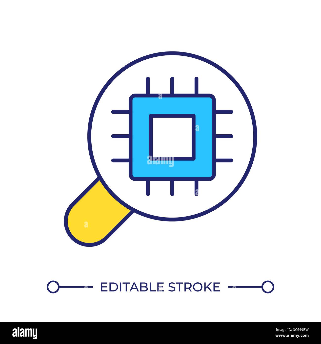 Checking microchip quality line color icon Stock Vector