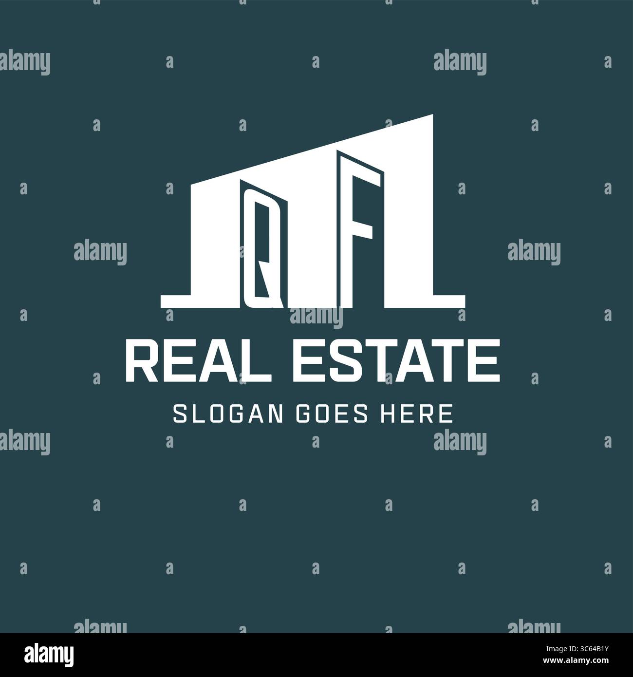 Initial QF logo for real estate with simple building icon design ideas ...