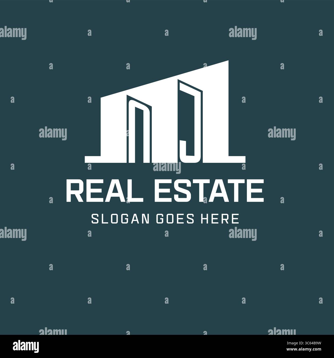 Initial NJ logo for real estate with simple building icon design ideas vector graphic Stock Vector