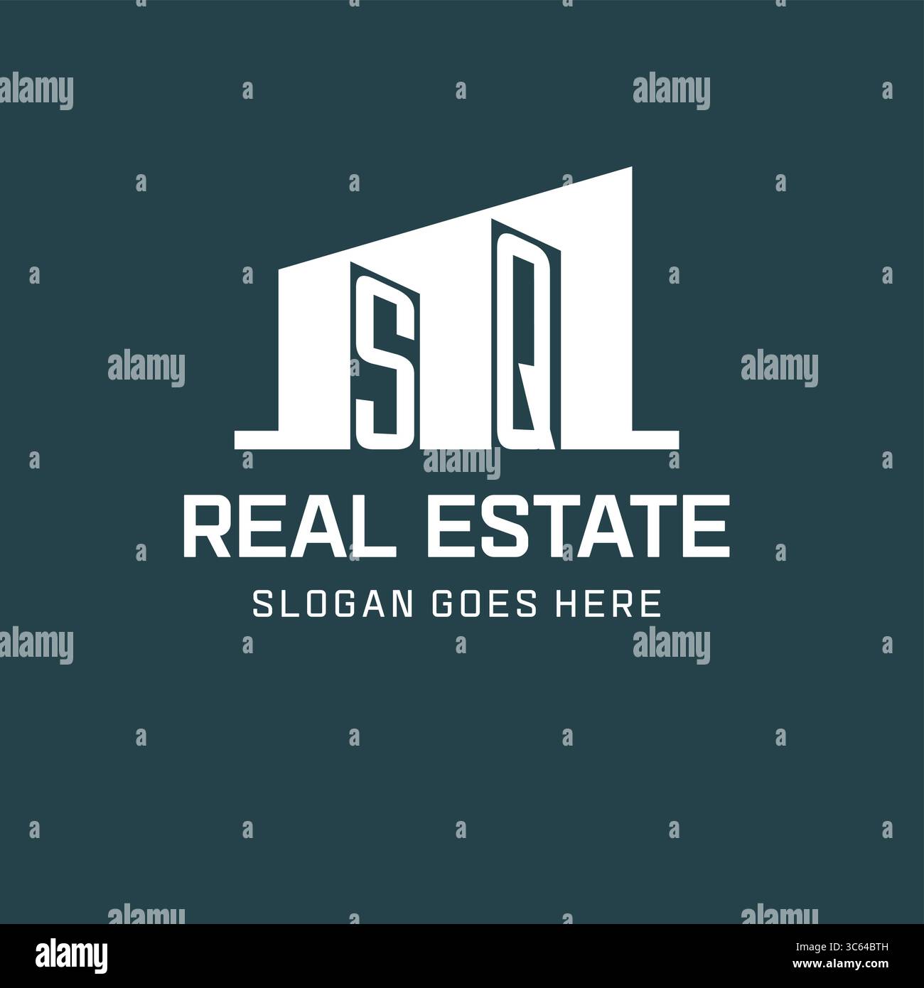 Initial SQ logo for real estate with simple building icon design ideas ...