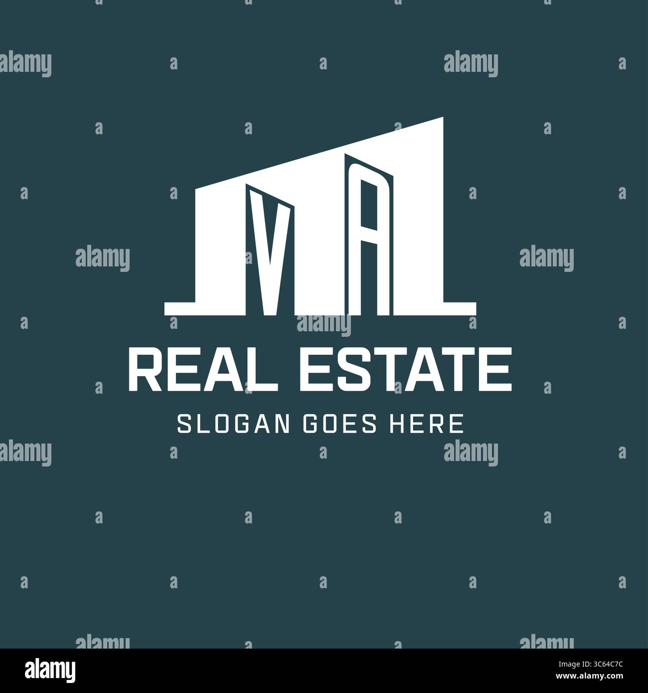 Initial VA logo for real estate with simple building icon design ideas ...