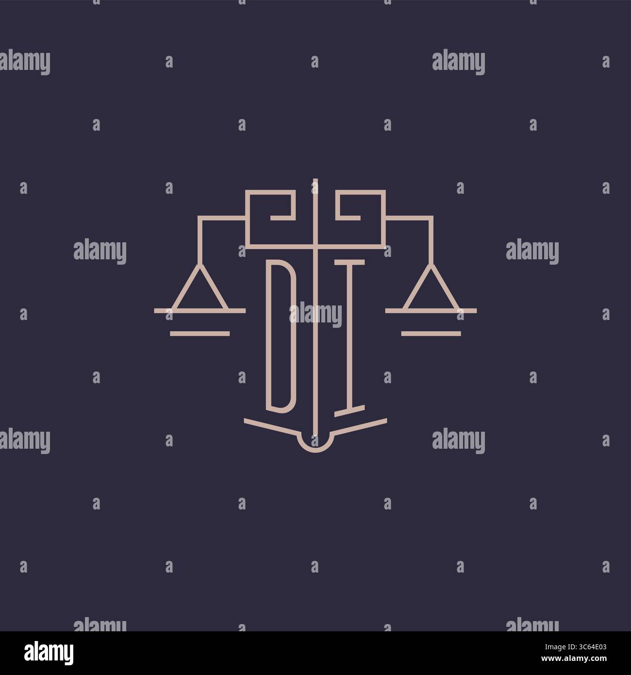 Initial letter DI logo with scale of justice luxury geometric design ...