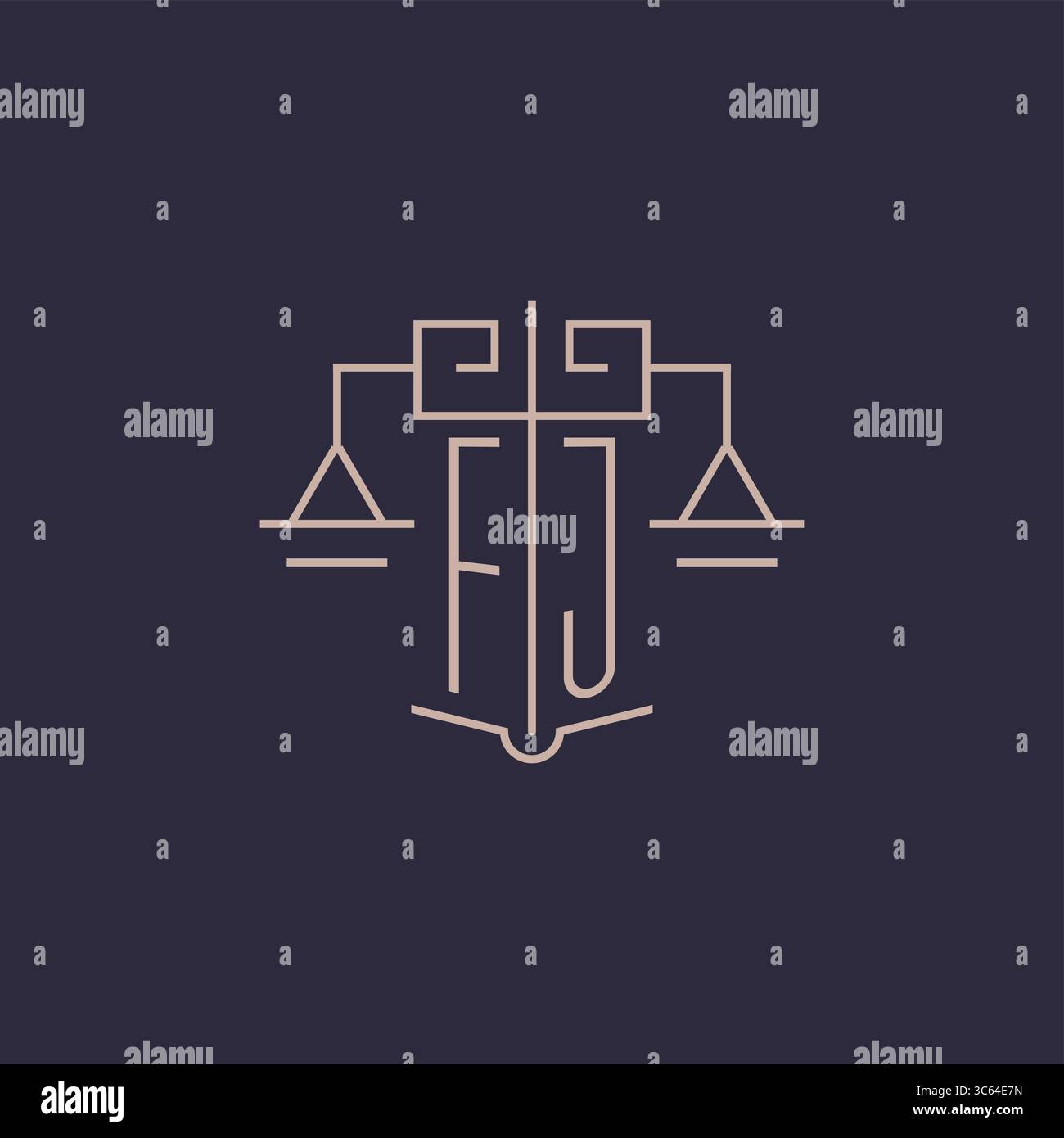 Initial letter FJ logo with scale of justice luxury geometric design ...