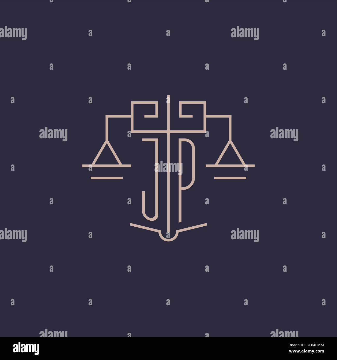 Initial letter JP logo with scale of justice luxury geometric design ...