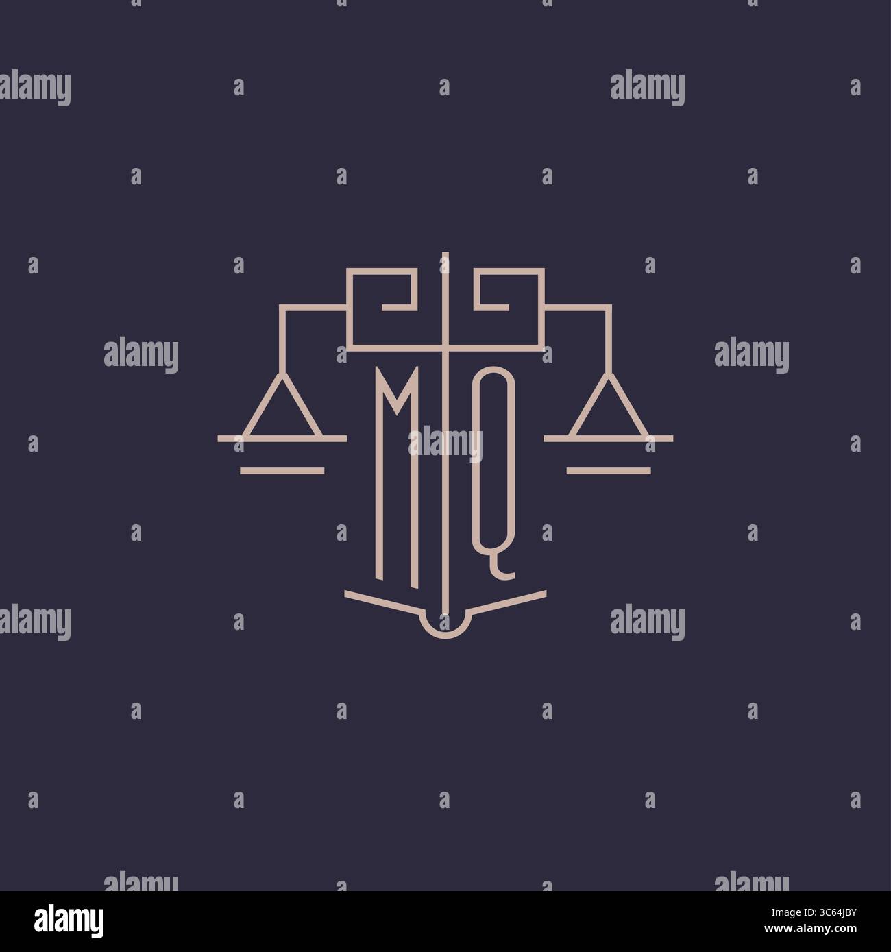 Initial letter MQ logo with scale of justice luxury geometric design ...