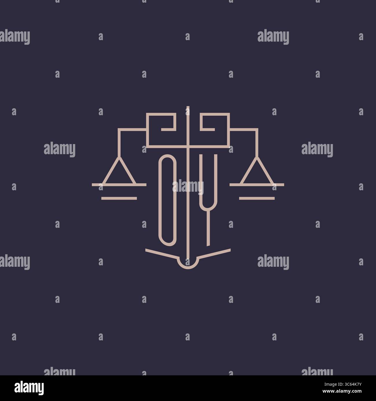 Initial letter OY logo with scale of justice luxury geometric design style vector graphic Stock Vector