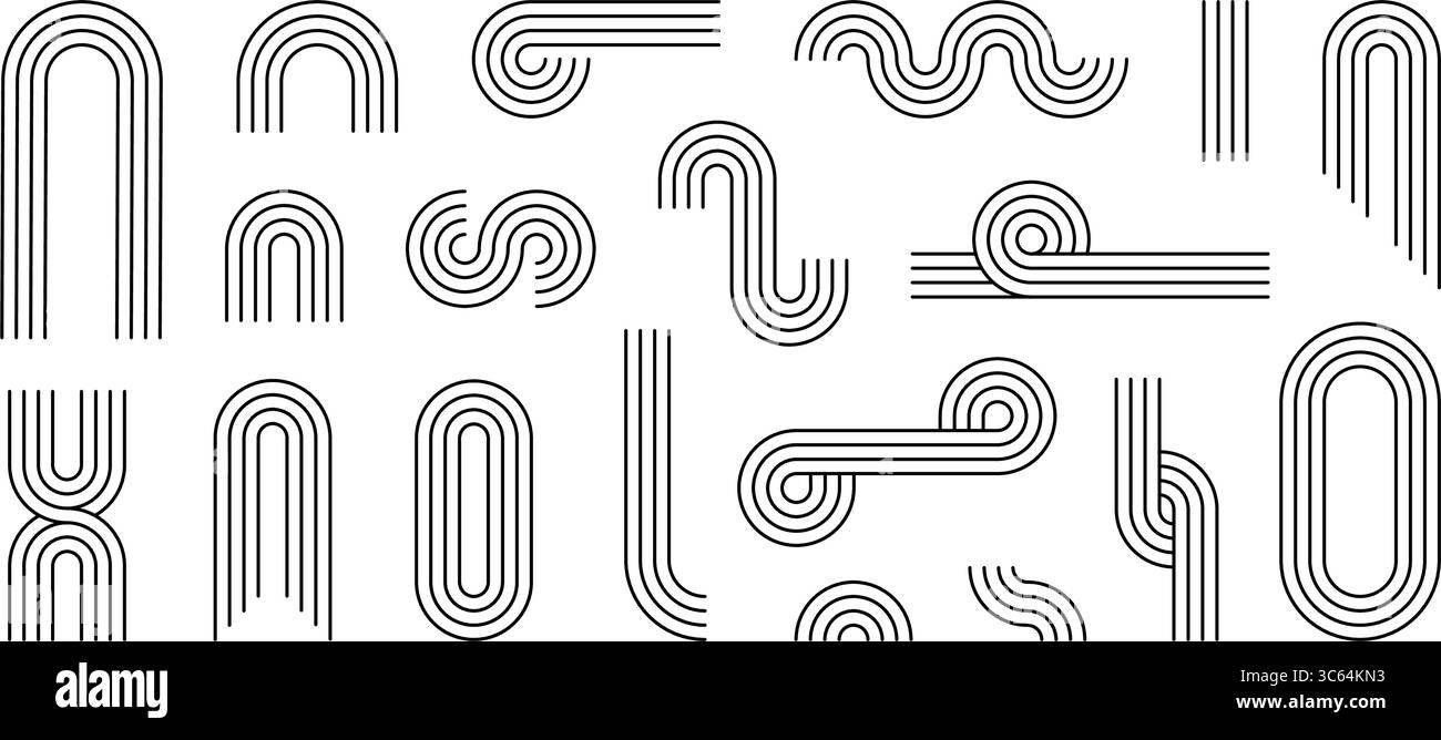 Line abstract arch set. Boho zen arch collection. Simple stroke ...