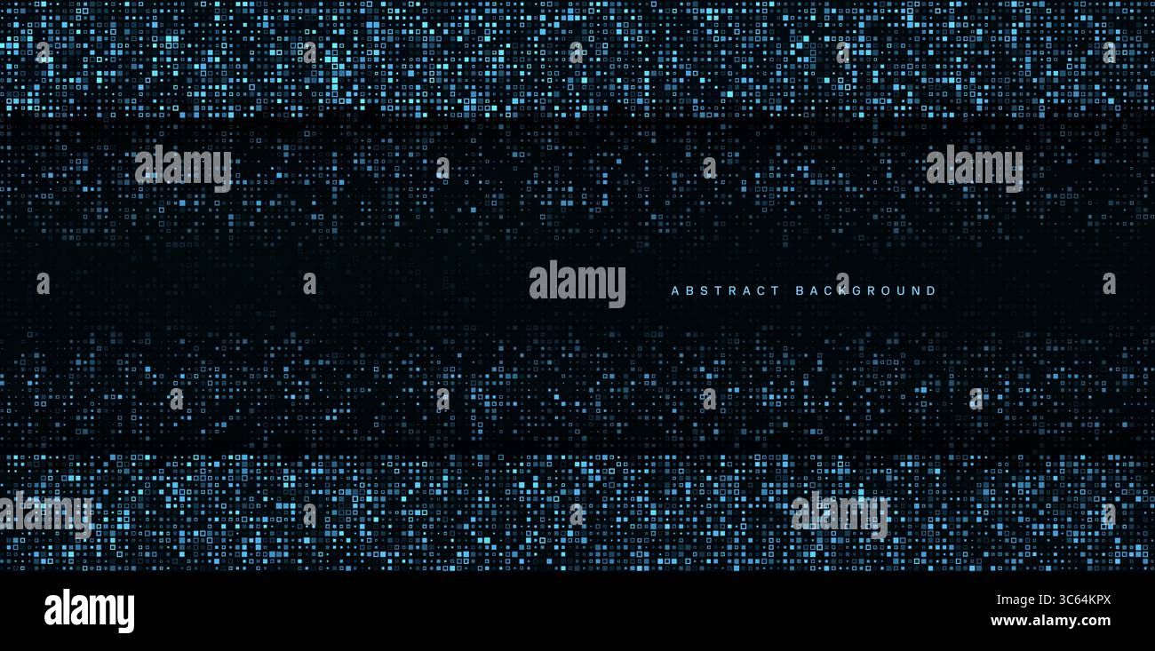 Futuristic pixel tech horizontal digital background. Vector illustration. Stock Vector