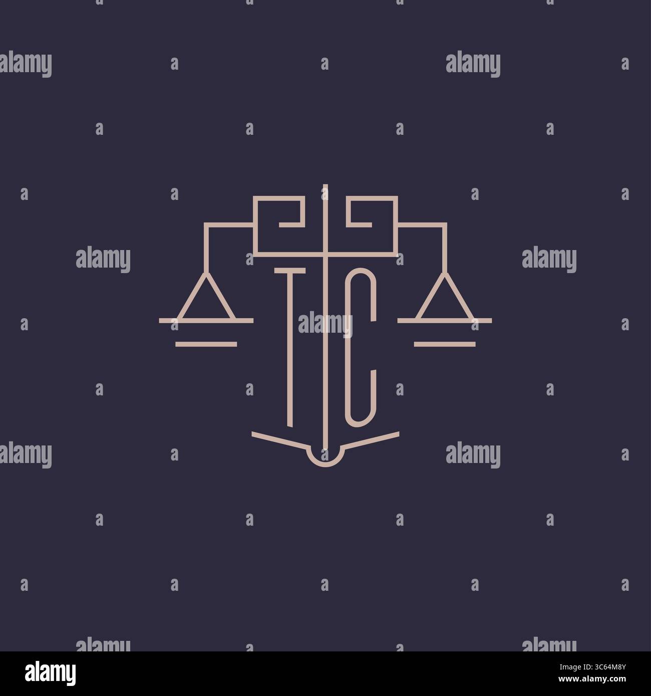Initial letter TC logo with scale of justice luxury geometric design ...