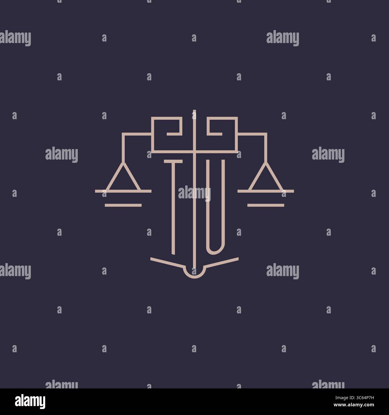 Initial letter TU logo with scale of justice luxury geometric design style vector graphic Stock Vector