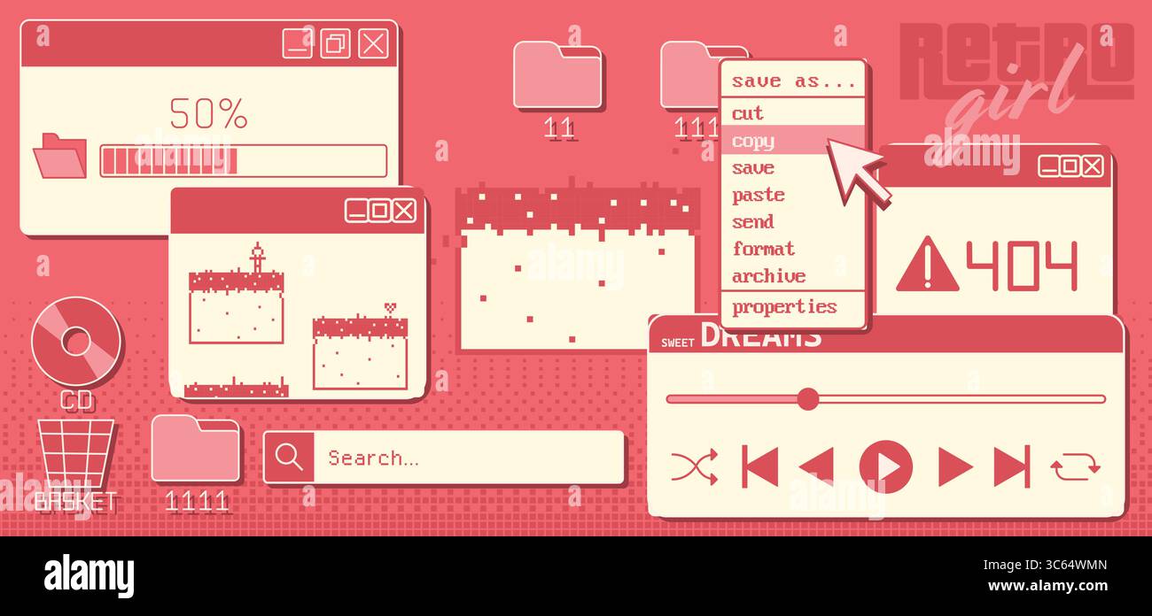 Classic retro pc windows - y2k internet design with loading bars ...