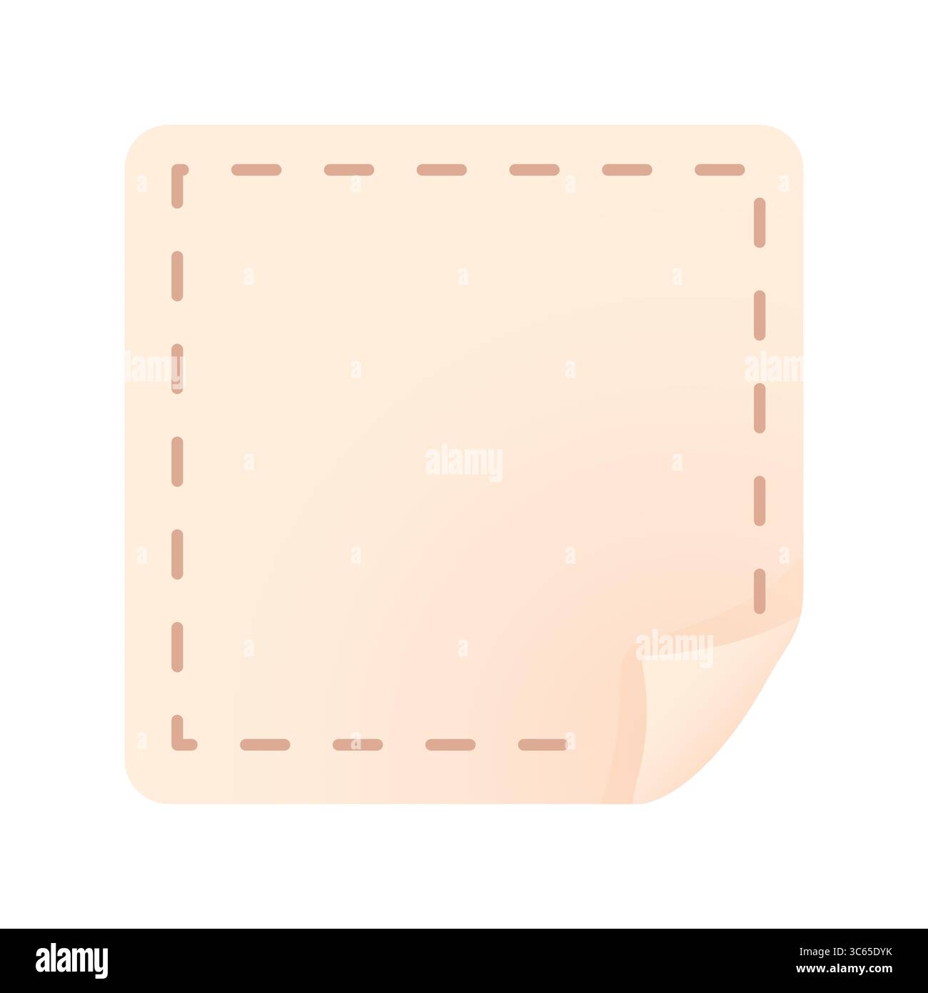 Pastel square sticky note with dashed outline and curled corner ...