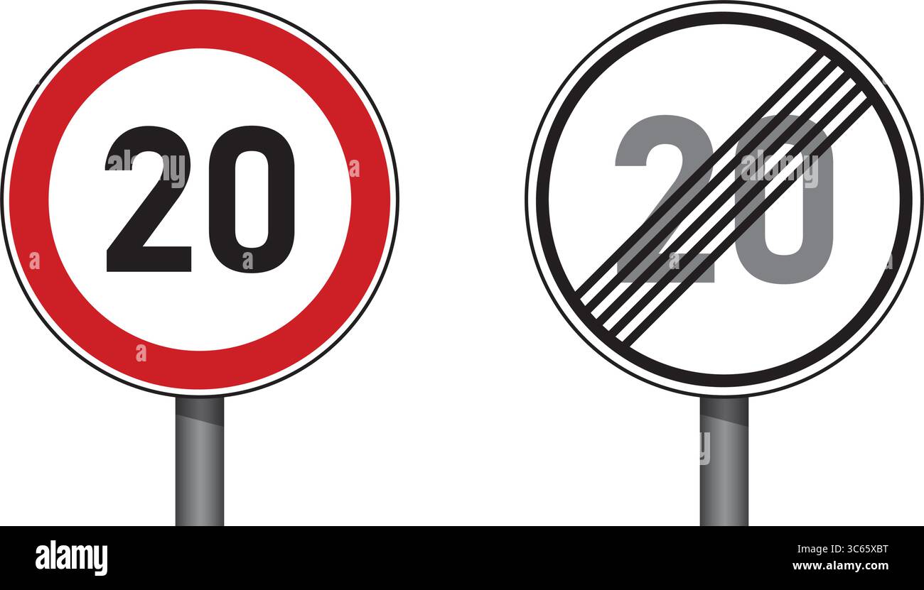 traffic signs set speed limit 20 isolated vector illustration Stock ...