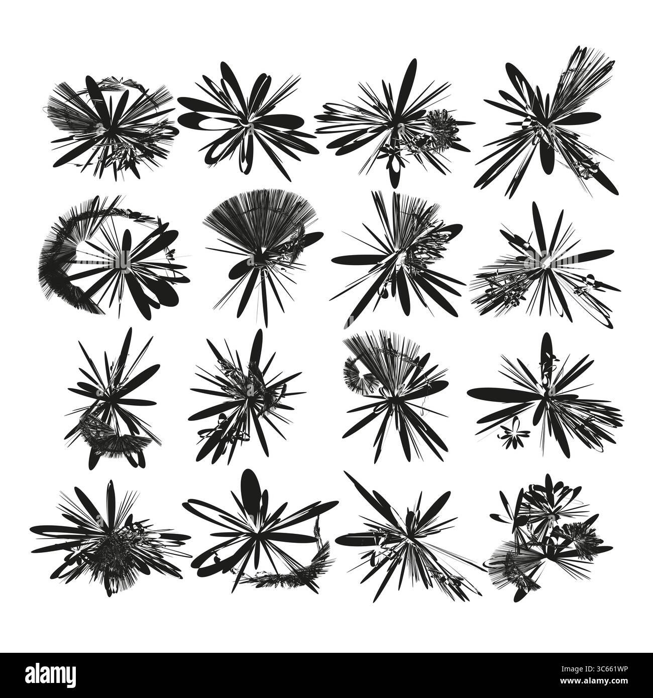 Abstract star shapes. Exploding Vector forms. Dynamic graphic elements. Organic burst patterns. EPS 10. Stock Vector