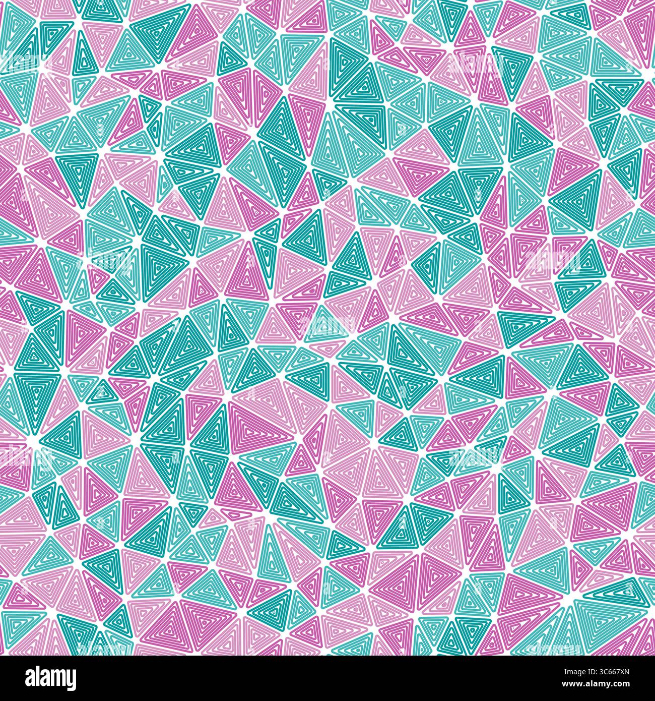 Abstract template background. Compact triangles size. Multiple repeated inner triangles. Multiple colors style. Repeatable pattern. Stock Vector