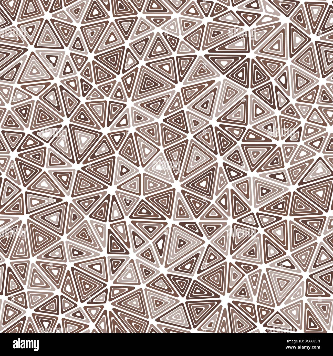 Mosaic triangles shapes background. Multiple repeated inner triangles. Compact shape size. Monotone colored style. Seamless pattern. Stock Vector