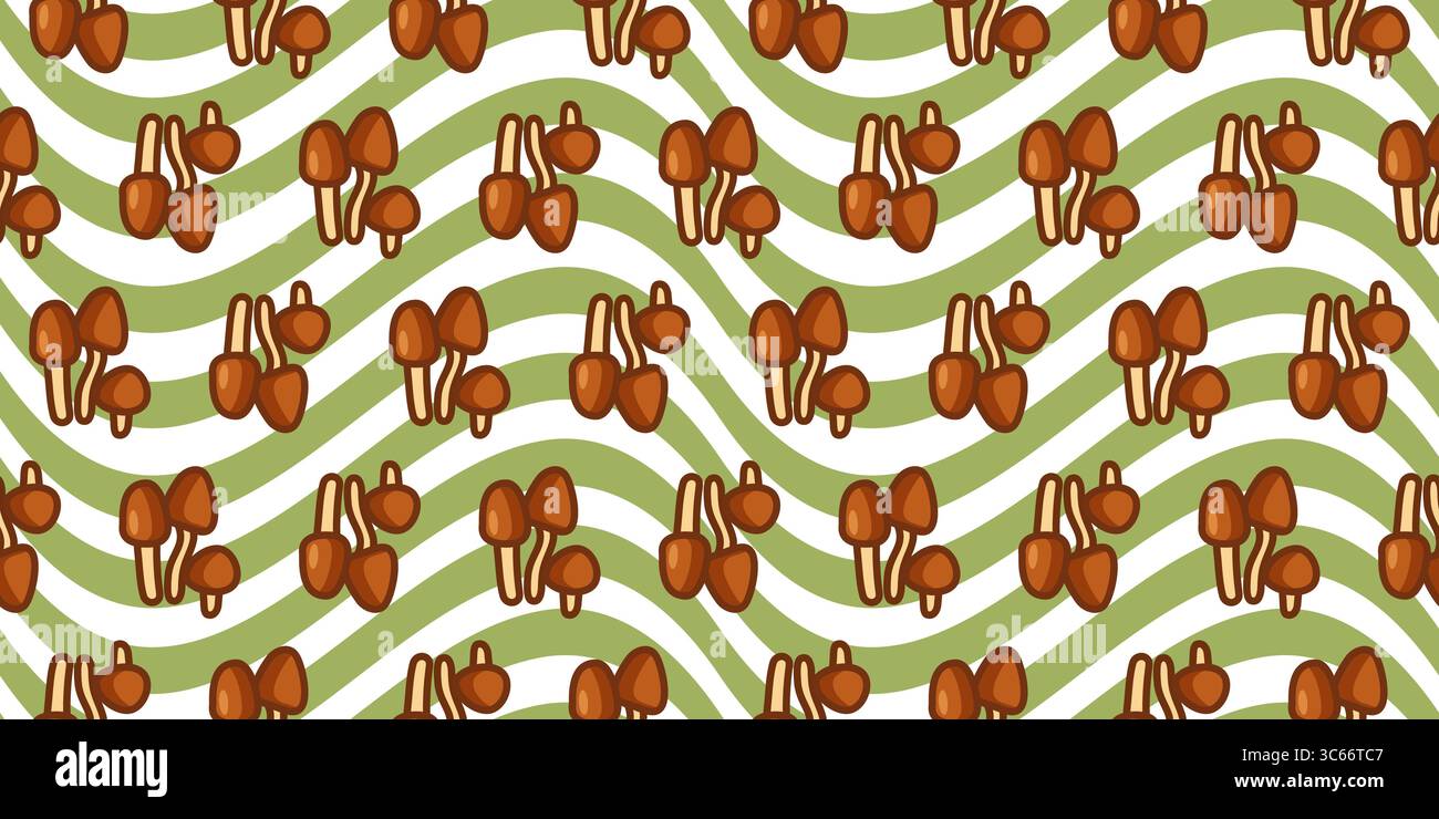 Seamless Cartoon Forest Mushroom Pattern Stock Vector
