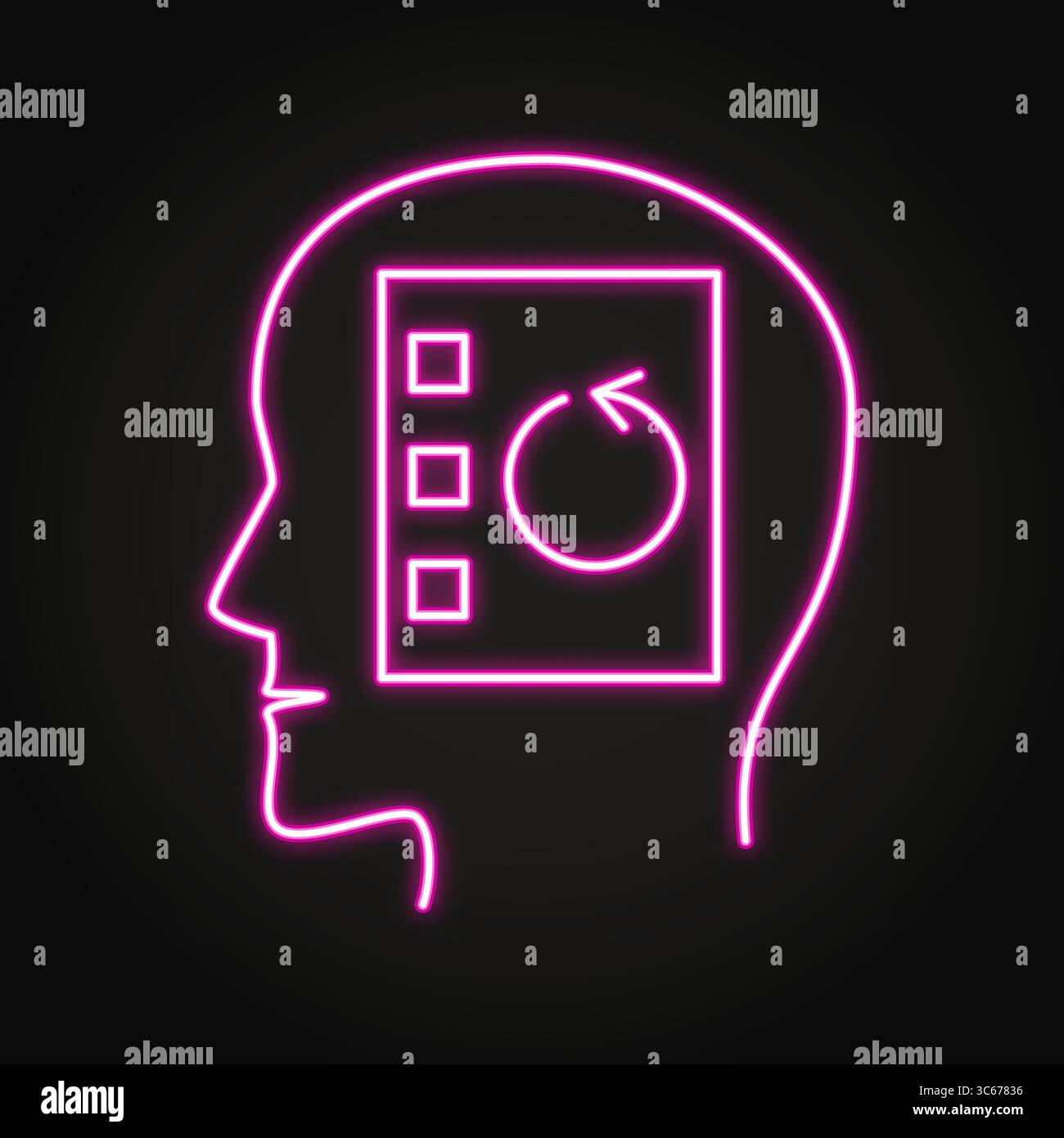 OCD neon line icon. Obsessive-compulsive disorder. Vector illustration Stock Vector