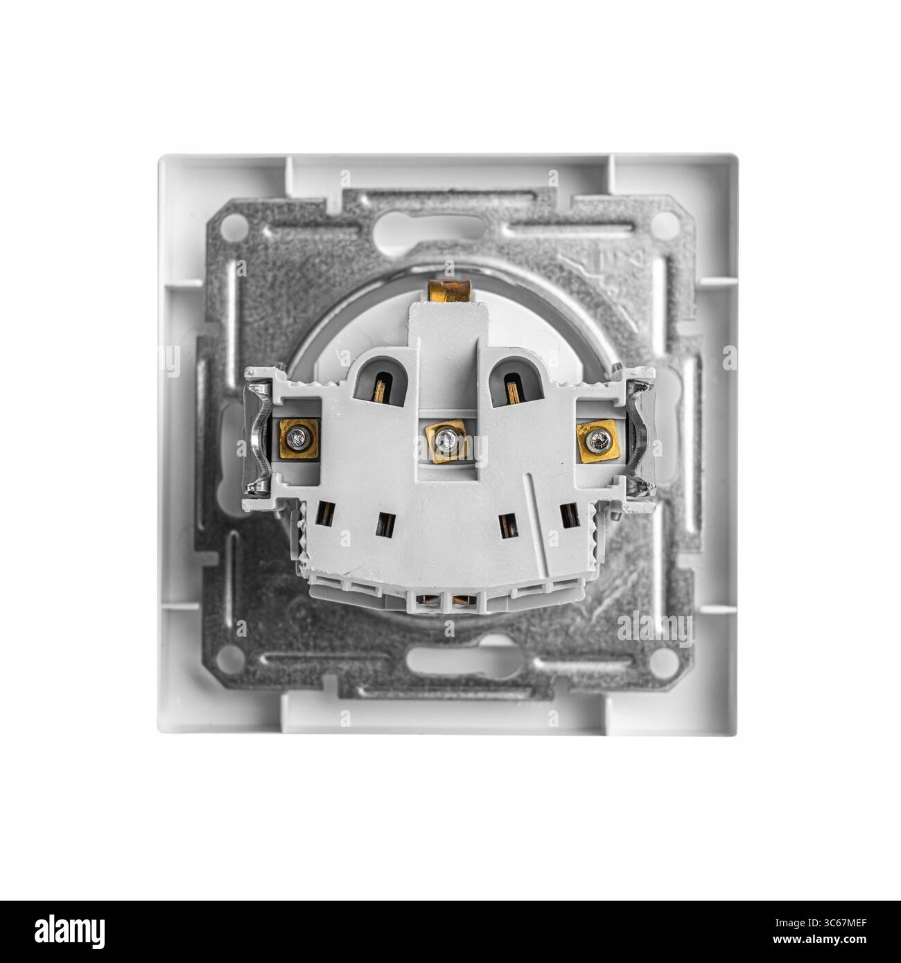 A white electrical wall switch on a white background Stock Photo - Alamy