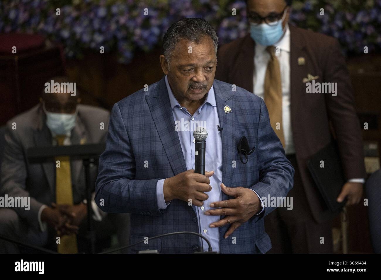 May 28, 2020, Minneapolis, MN, USA: The Rev. Jesse L. Jackson speaks at Greater Friendship Missionary Baptist Church, Thursday, May 28, 2020, in Minneapolis. (Credit Image: © TNS via ZUMA Wire) Stock Photo