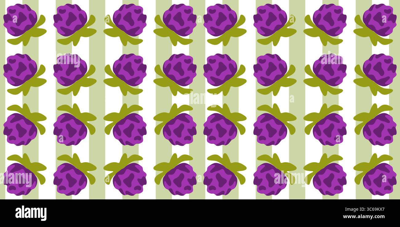 Seamless Purple Berry Stripe Pattern Stock Vector