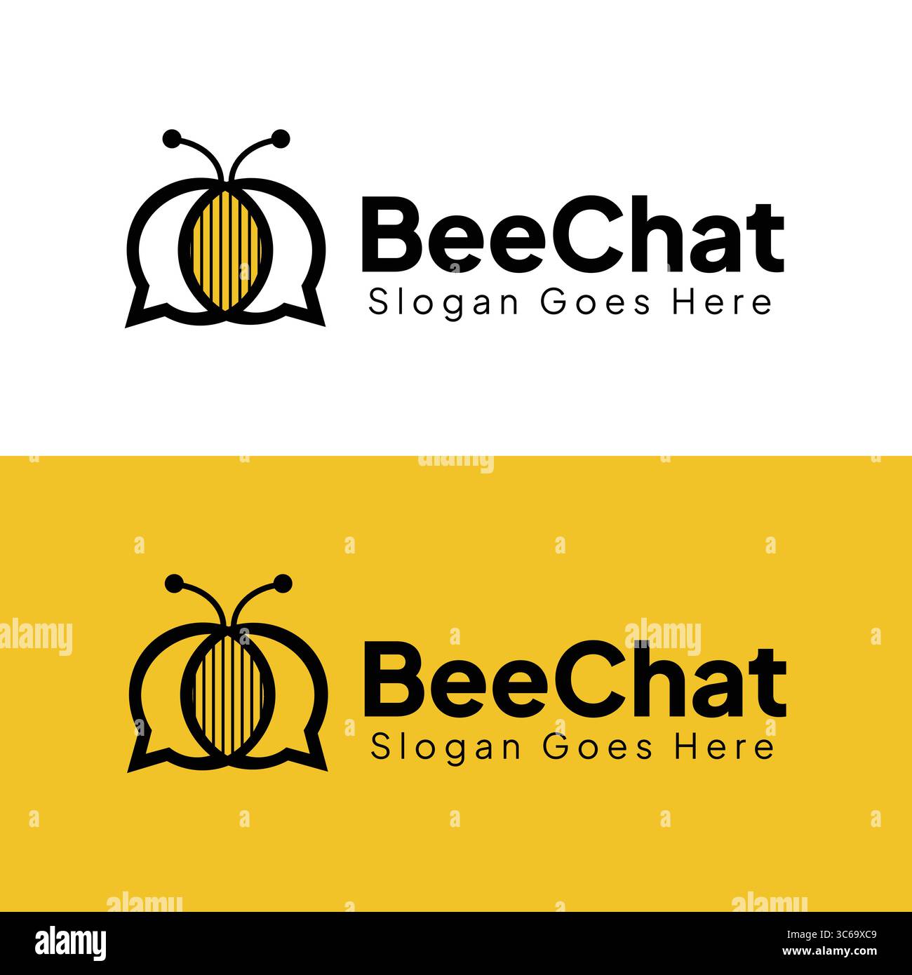BeeChat Logo Template – Bee and Chat Bubble Icon Stock Vector