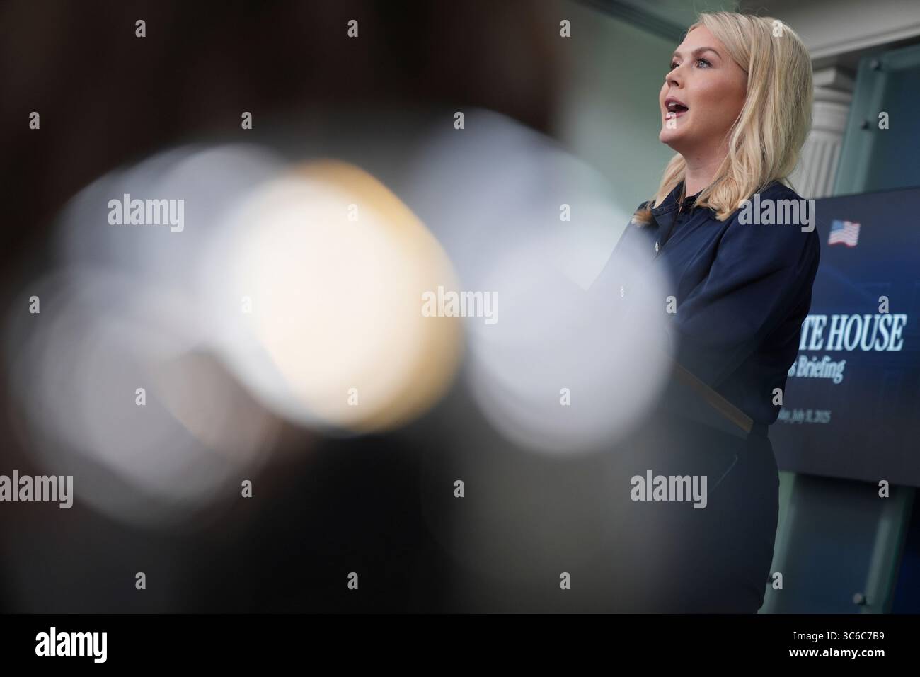 White House press secretary Karoline Leavitt speaks with reporters in ...