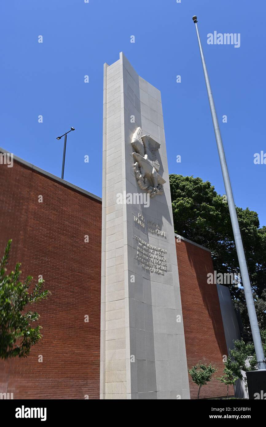 LOS ANGELES, CALIFORNIA - 25 July 2025: The Fort Moore Pioneer Memorial ...