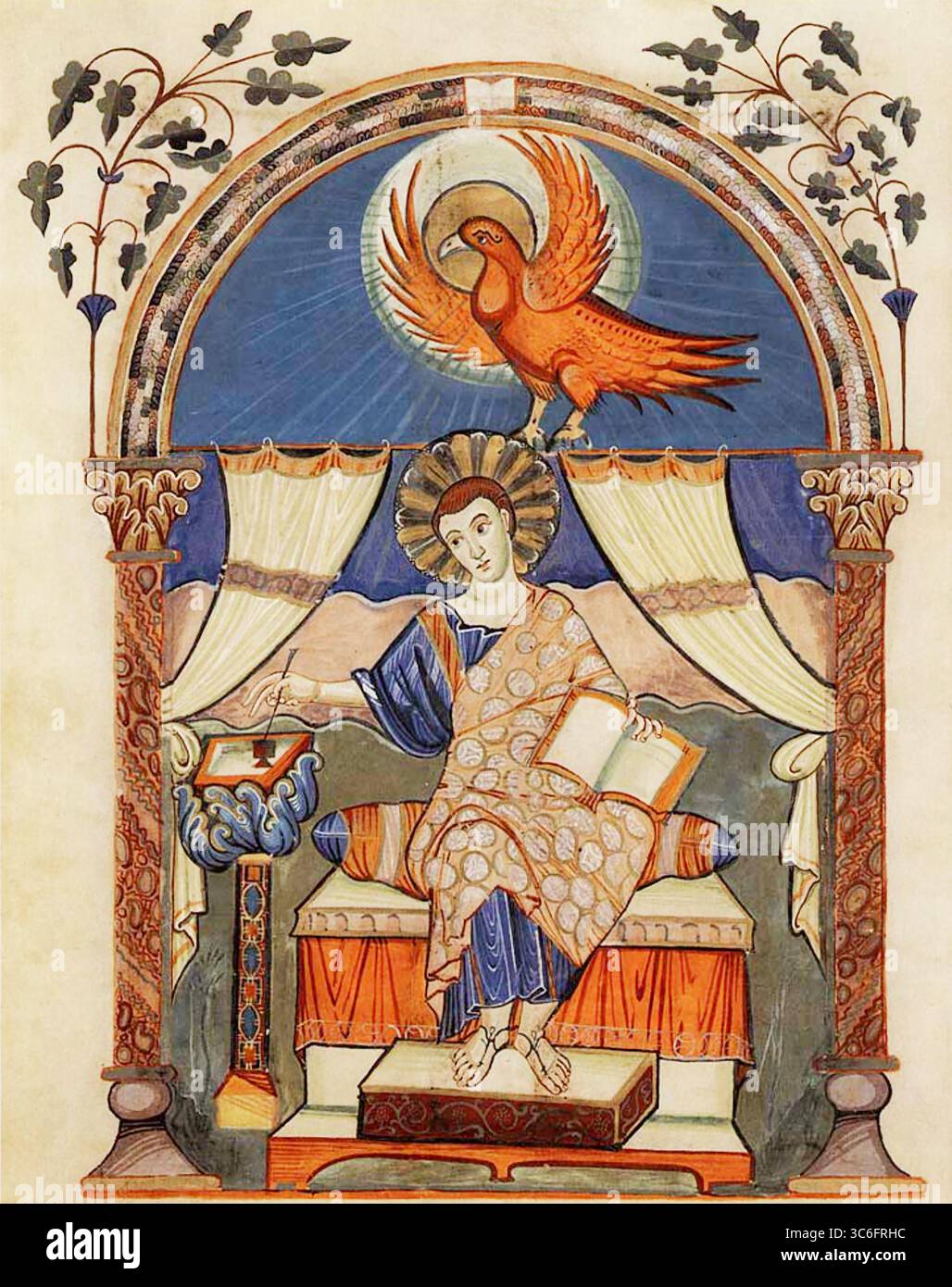 JOHN THE EVANGELIST in the 9th century Codex Lorsch Stock Photo