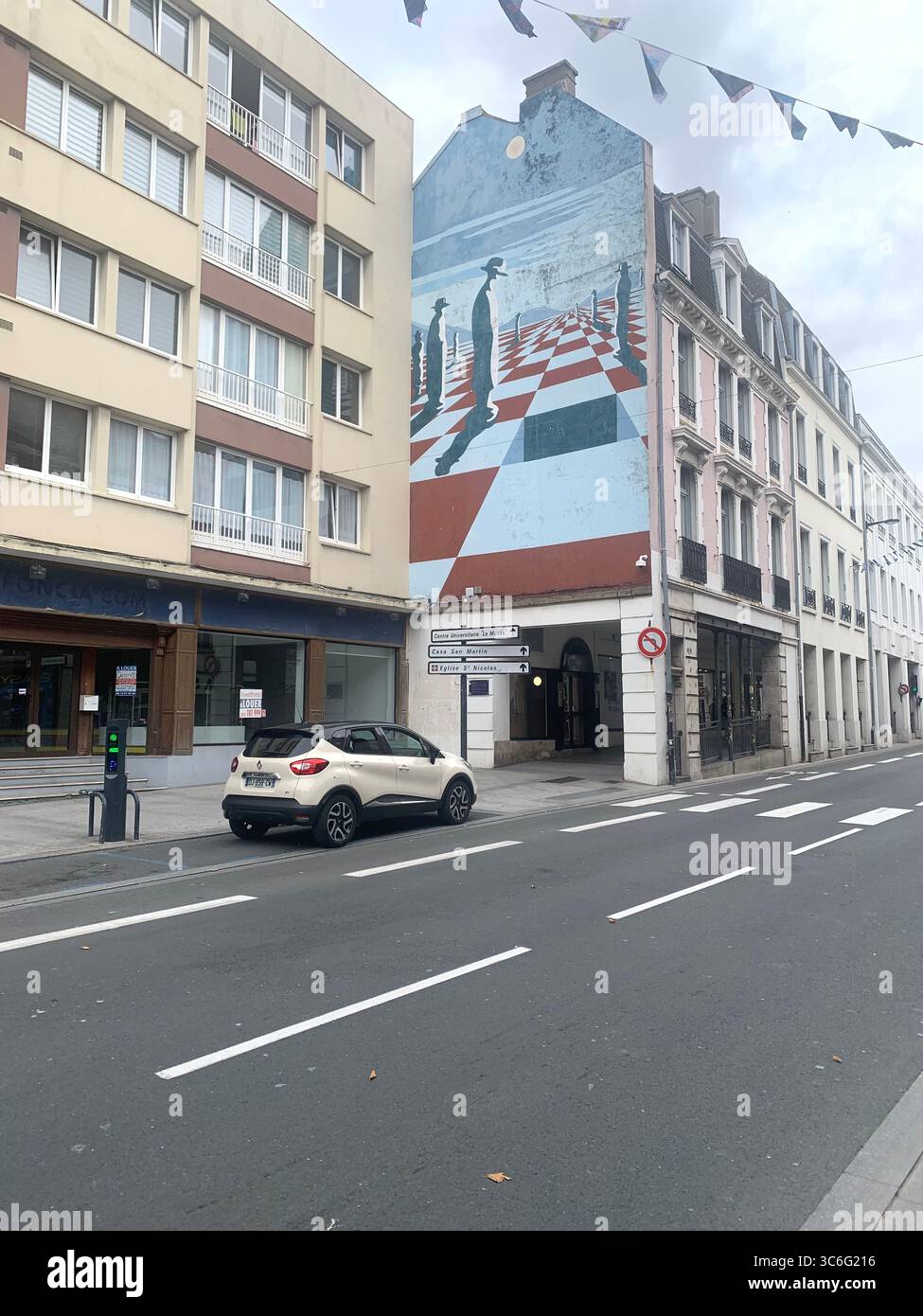 Boulogne Sur Mer France shop shops restaurant Restaurants Town place living street home Church eating outside out warm Sunny food place - Smartphone Captured Stock Image