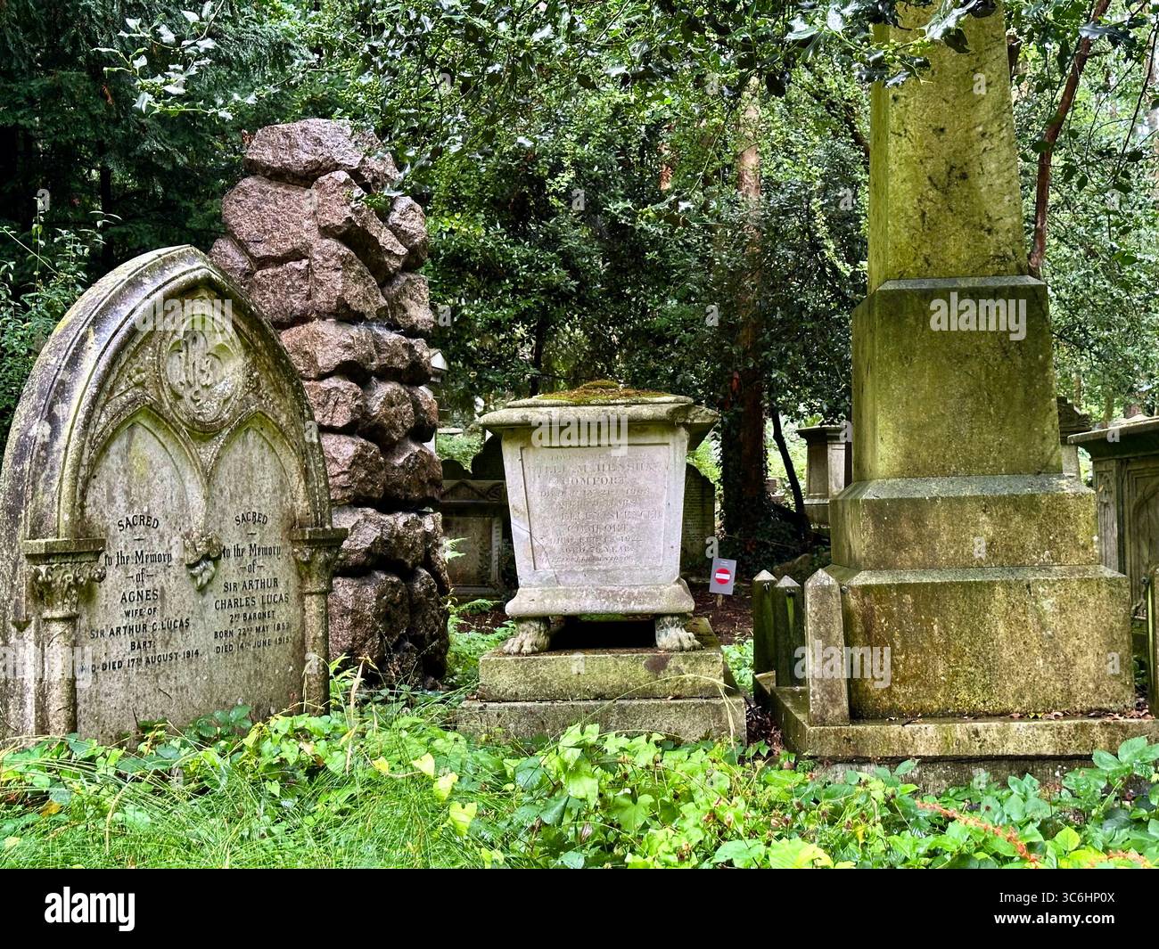 Old grave stones at Highgate cemetery, London, UK - Smartphone Captured Stock Image