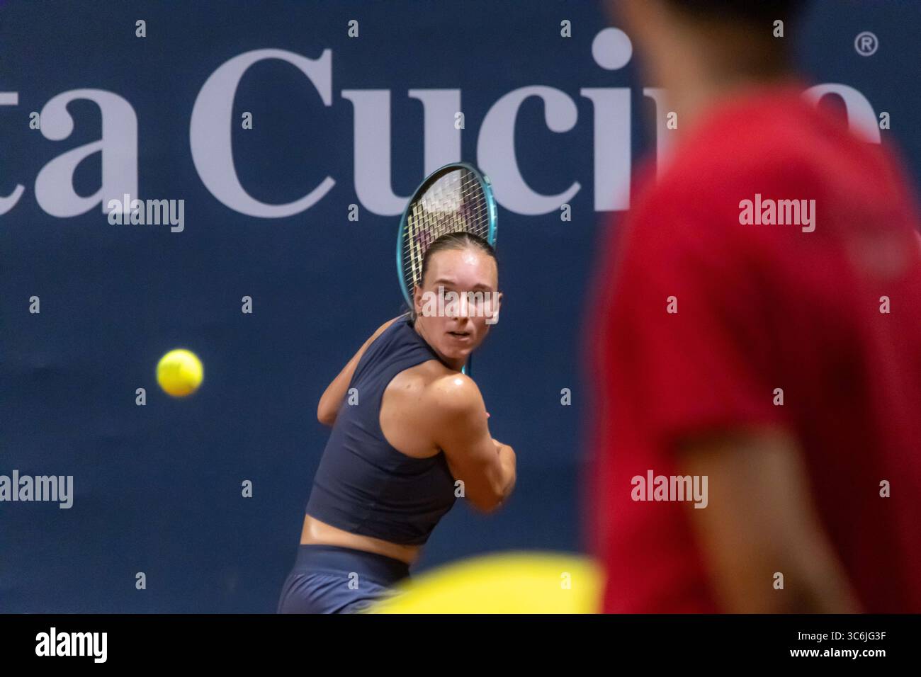 Palermo, Italy. 25th July, 2025. Palermo Ladies Open 2025: Anouk Koevermans beats Kaitlin Quevedo 6-4 6-1. (Credit Image: © Antonio Melita/Pacific Press via ZUMA Press Wire) EDITORIAL USAGE ONLY! Not for Commercial USAGE! Stock Photo