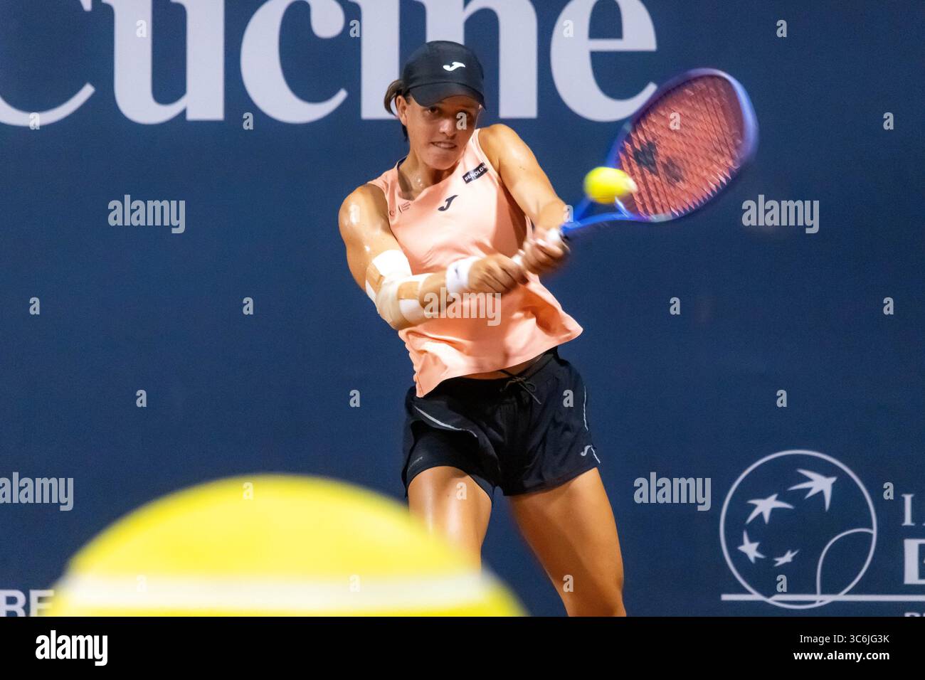 Palermo, Italy. 25th July, 2025. Kaitlin Quevedo in action during the match against Anouk Koevermans. Palermo Ladies Open 2025: Anouk Koevermans beats Kaitlin Quevedo 6-4 6-1. (Credit Image: © Antonio Melita/Pacific Press via ZUMA Press Wire) EDITORIAL USAGE ONLY! Not for Commercial USAGE! Stock Photo