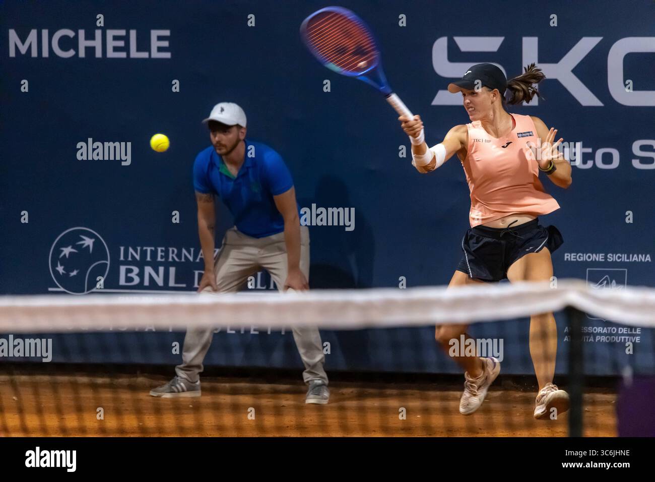 Palermo, Italy. 25th July, 2025. Palermo Ladies Open 2025: Anouk Koevermans beats Kaitlin Quevedo 6-4 6-1. Kaitlin Quevedo in action in Palermo. (Credit Image: © Antonio Melita/Pacific Press via ZUMA Press Wire) EDITORIAL USAGE ONLY! Not for Commercial USAGE! Stock Photo