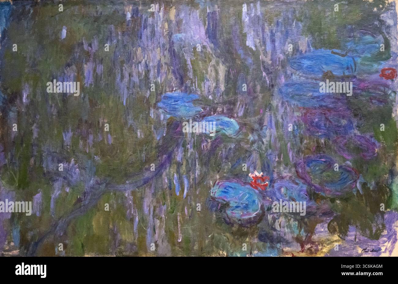 painting called Water Lilies, Reflections of Weeping Willows by Claude Monet at the New York MET art museum Stock Photo