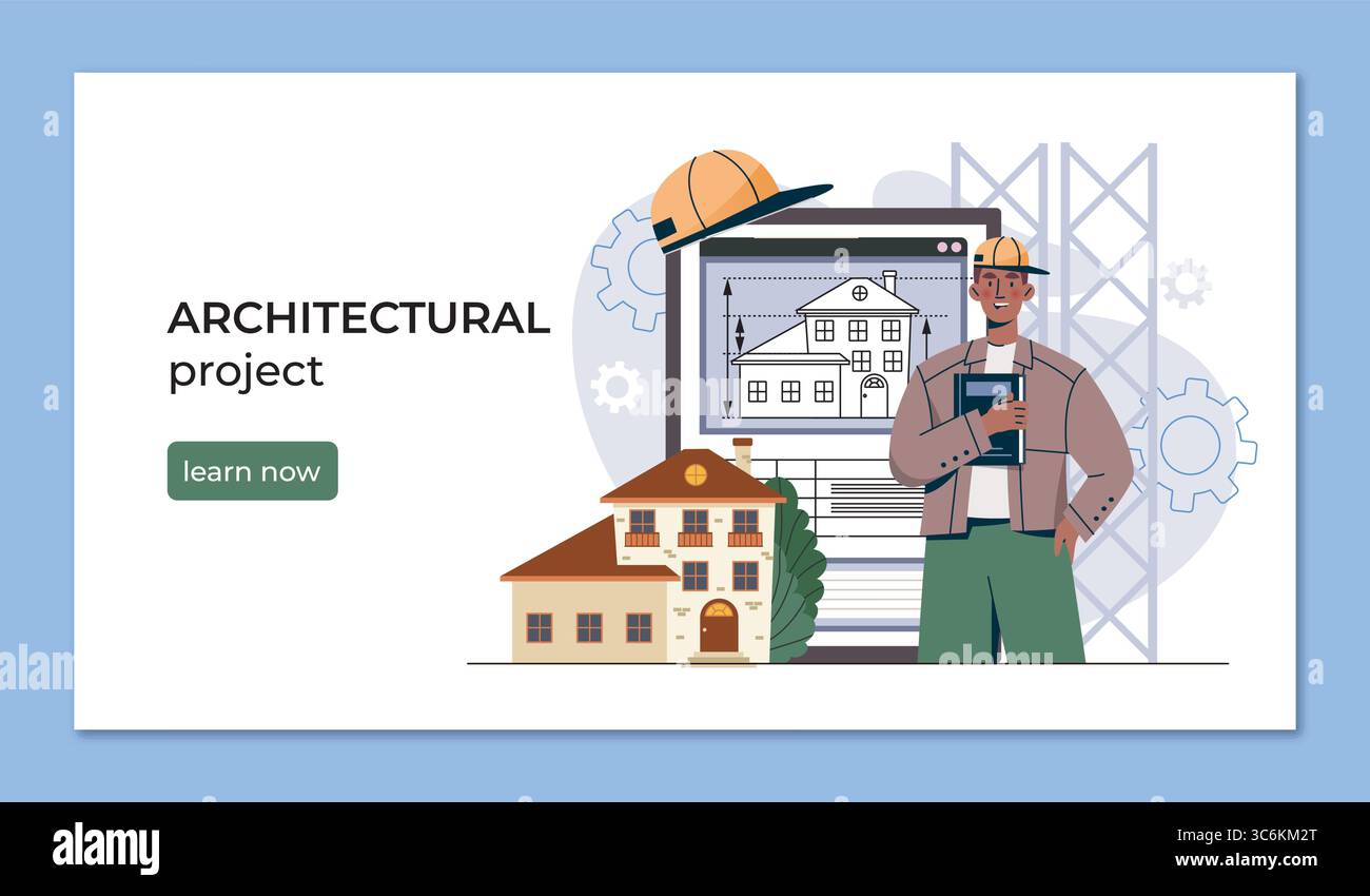 Architectural planning concept vector scene. Vector illustration Stock Vector