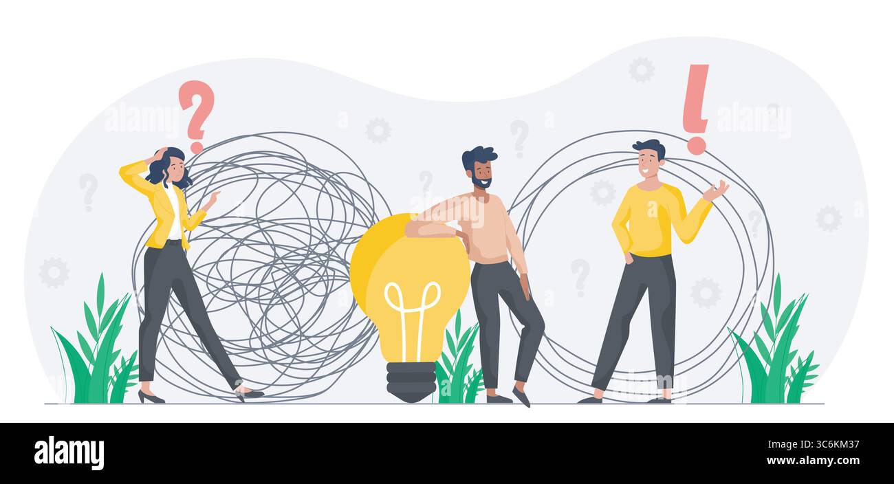 Confusion to clarity teamwork concept. Vector illustration Stock Vector ...