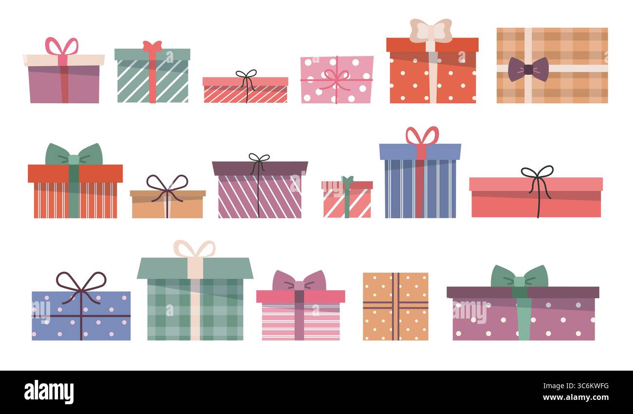 Colorful gift boxes with ribbons set. Vector illustration Stock Vector Image & Art - Alamy