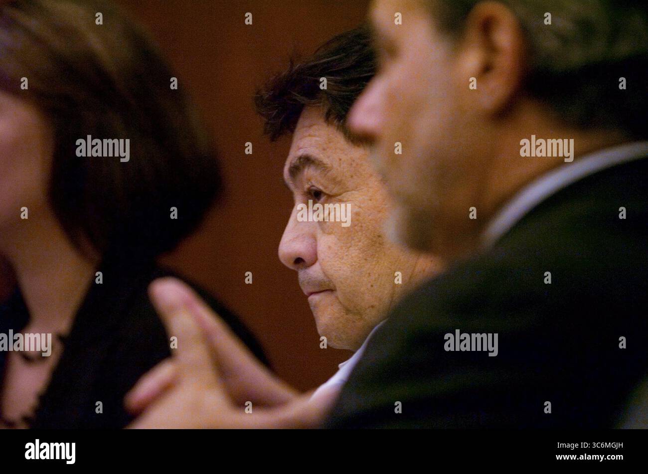 November 21, 2006, Sacramento, California, USA: MARIO FLAVIO GARCIA listens as the verdict is read as a guilty charge of murder in the first degree and guilty of possession of a deadly weapon in the murder case of Christie Wilson in Sacramento Superior Court, Tuesday, November 21, 2006. Wilson was last seen Oct 5, 2005, leaving Thunder Valley Casino with Garcia and her body has never been found.(Credit Image: © Lezlie Sterling/Sacramento Bee via ZUMA Wire) Stock Photo