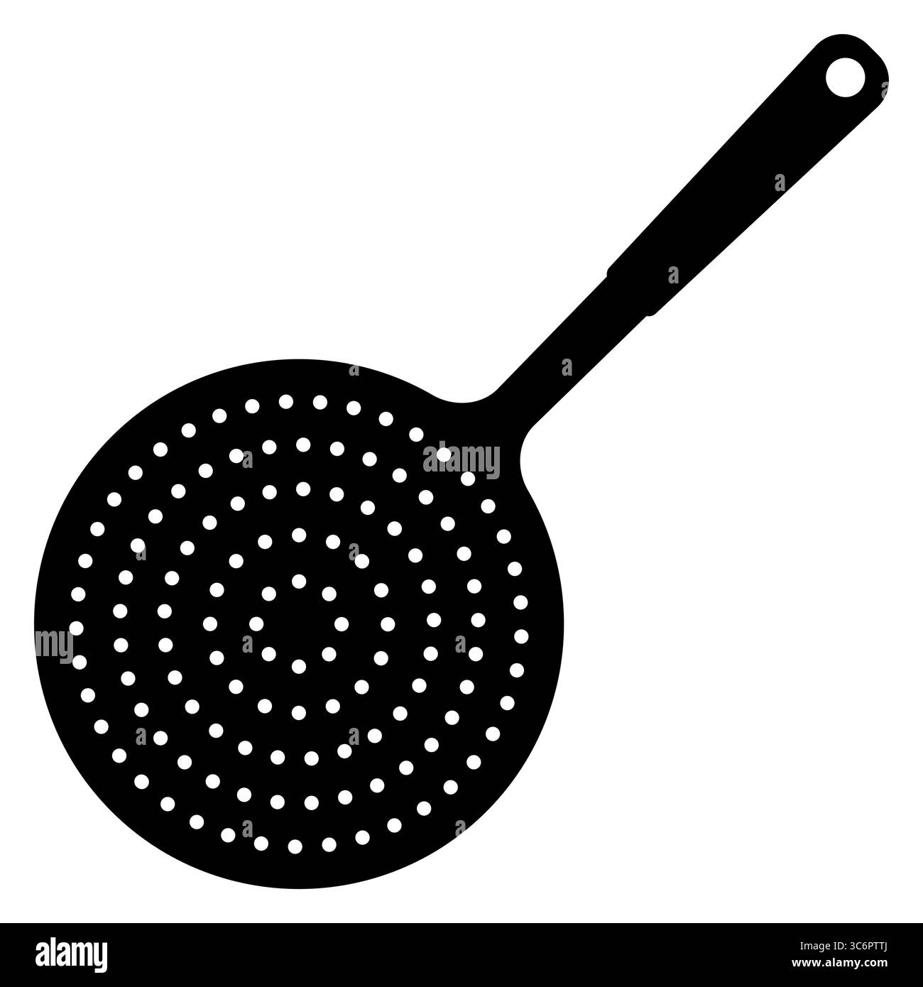 Colander with holes top view black solid silhouette icon. Flat vector ...