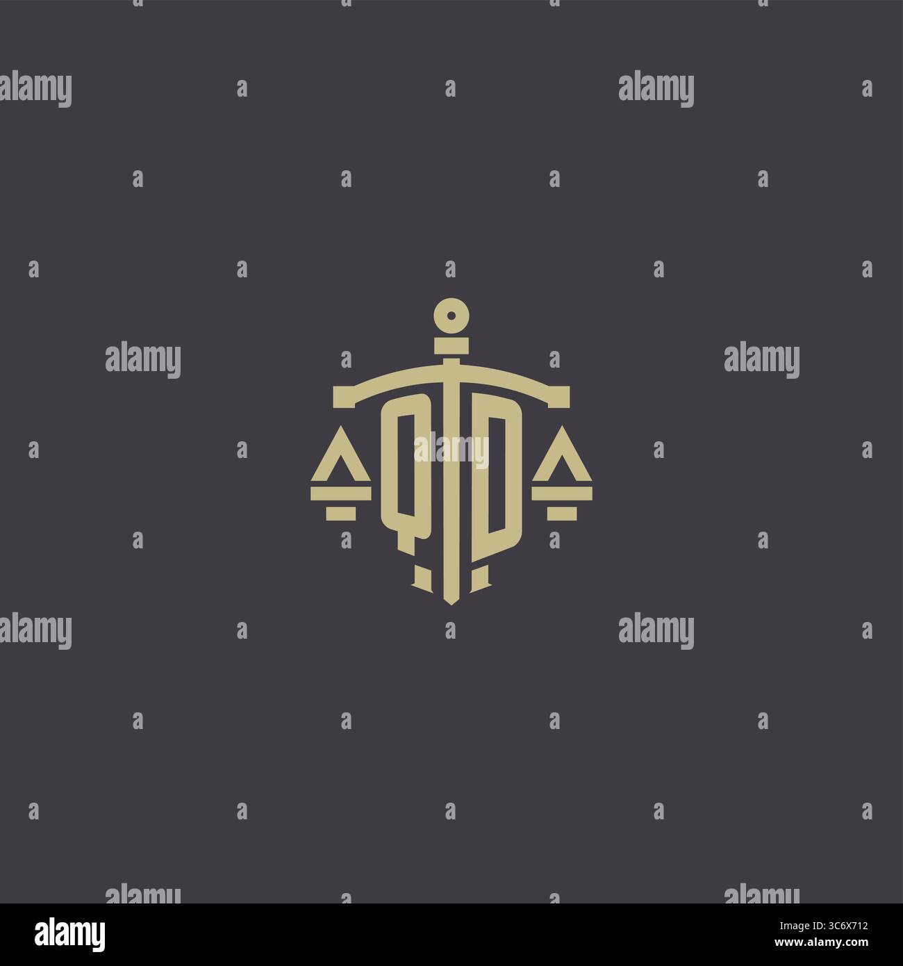 Initial QD logo for law office and attorney with creative scale and sword icon design vector graphic vector graphic Stock Vector