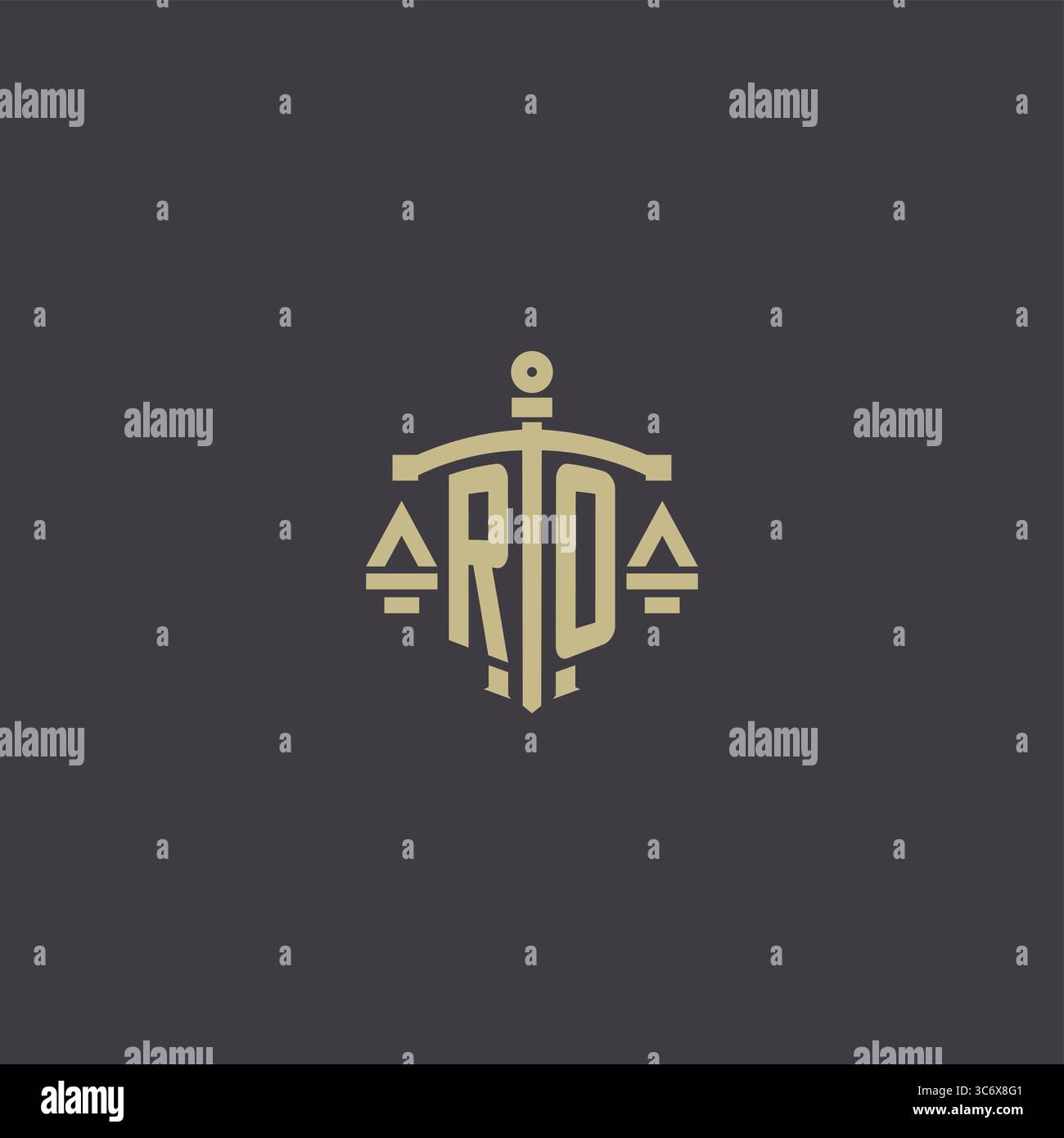 Initial RO logo for law office and attorney with creative scale and sword icon design vector graphic vector graphic Stock Vector