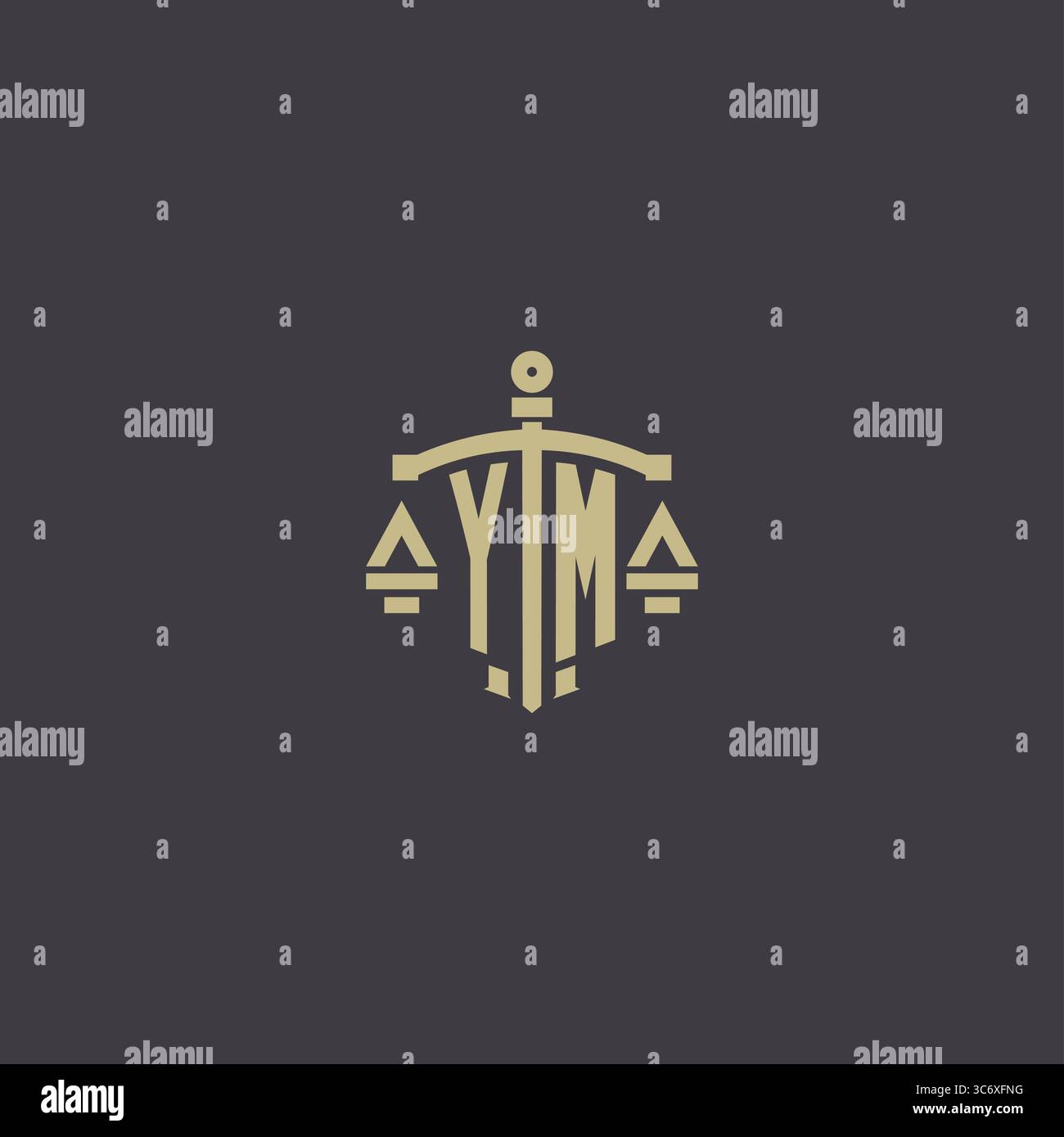 Initial YM logo for law office and attorney with creative scale and sword icon design vector graphic vector graphic Stock Vector